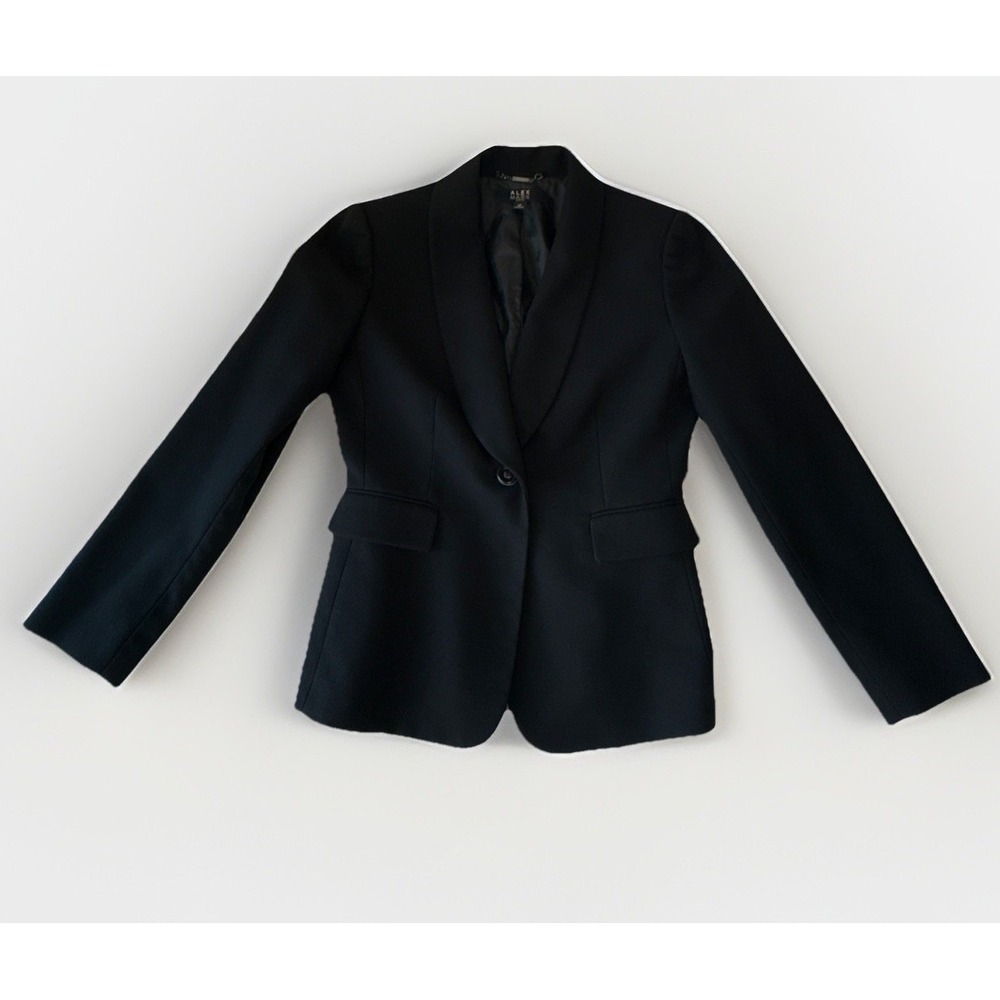 Alex Evenings Black Notch Lapel Blazer Nipped Waist Tuxedo Jacket 4P